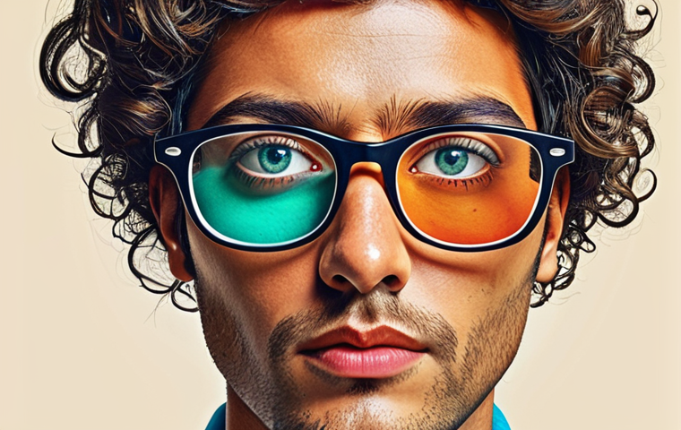 **Prompt:** A vibrant, colorful illustration depicting a person wearing glasses with different colored lenses, each representing a different language. The lenses are overlaid on a world map, highlighting how language shapes our perception of reality. Incorporate Italian cultural elements subtly.